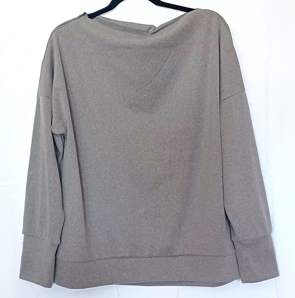 Generic Women’s XL Gray 1/4 Shoulder Zipper Pullover Sweatshirt Long Sleeve